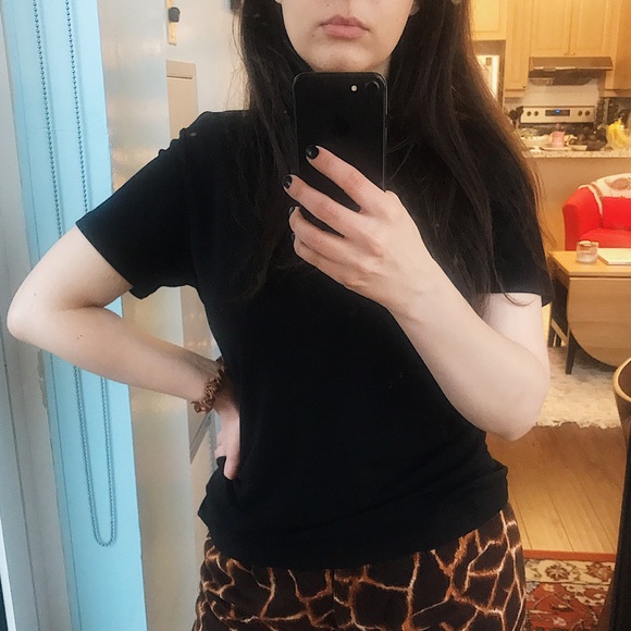 Black Stretch Crepe T-shirt (Crepe Jersey) - Picture 3 of 10